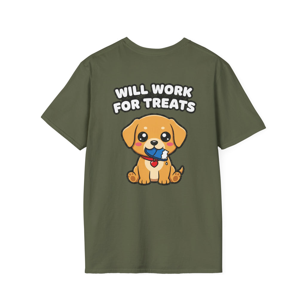Cute Labrador Shirt Will Work For Treats Funny Dog Lover Unisex Softstyle Tee Gift