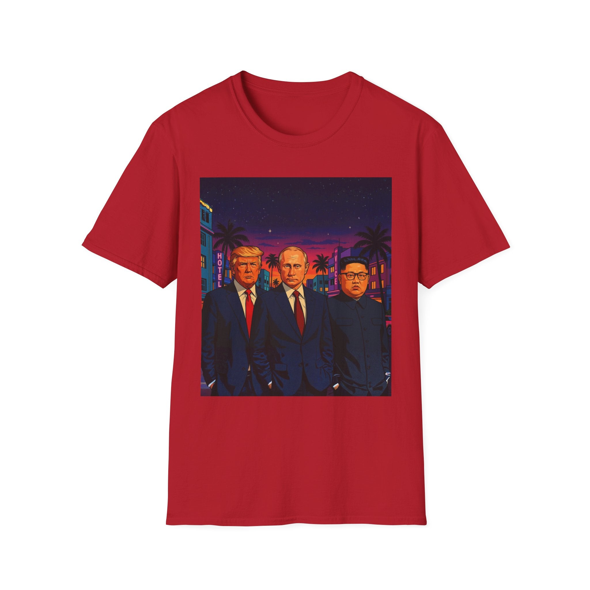 Funny Donald Trump Kim Putin in Miami T-Shirt Unique Unisex Softstyle Gift New