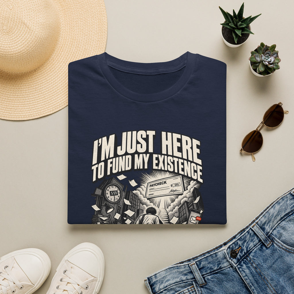 Funny Dark Humor Tshirt — Funny Office Tshirt Dark Humor Graphic Tee Unique Coworker Gift I'M JUST HERE TO FUND MY EXISTENCE Shirt