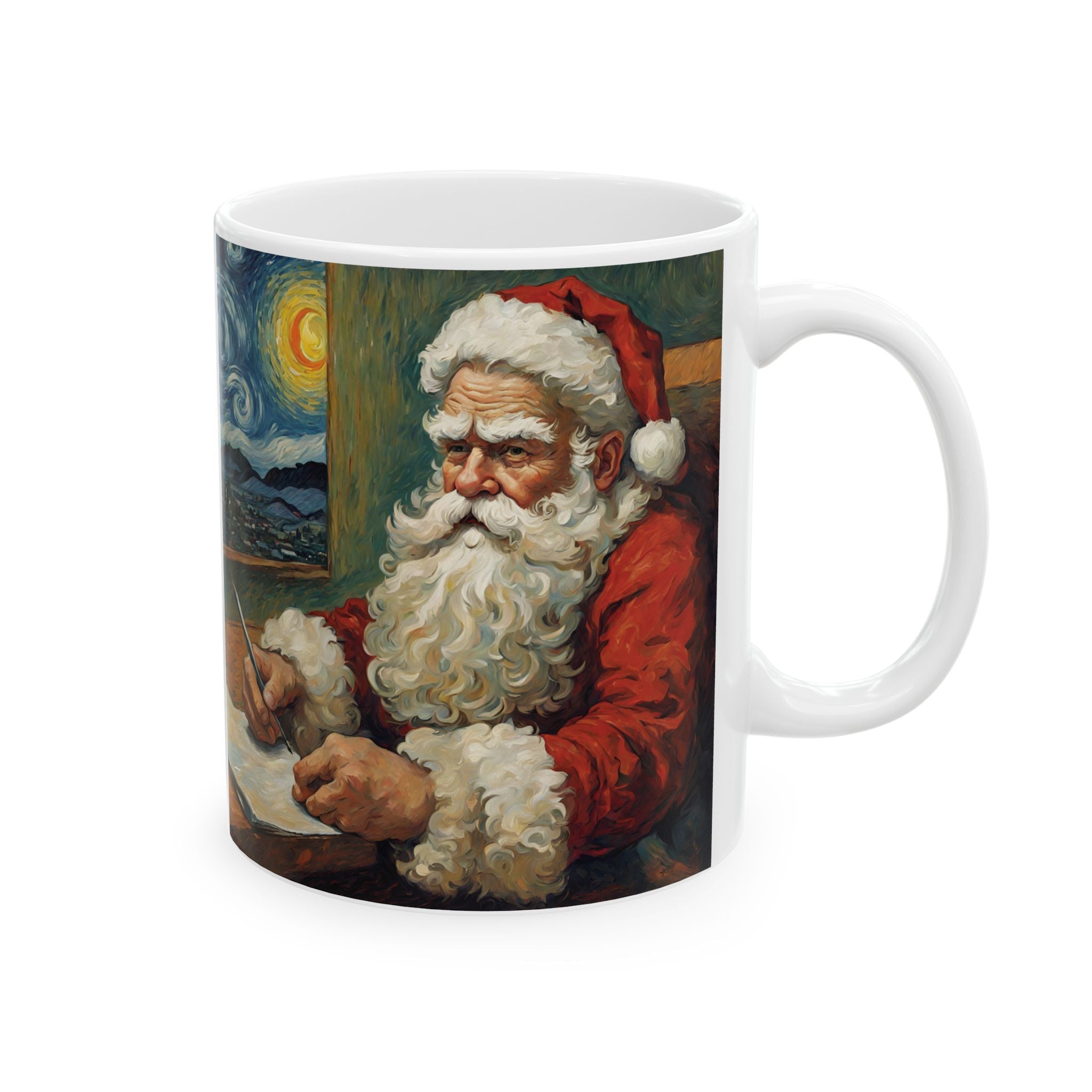 Santa Claus Mug in Vincent Van Gogh Style Mug Unique Funny Coffee Cup Gift 11oz