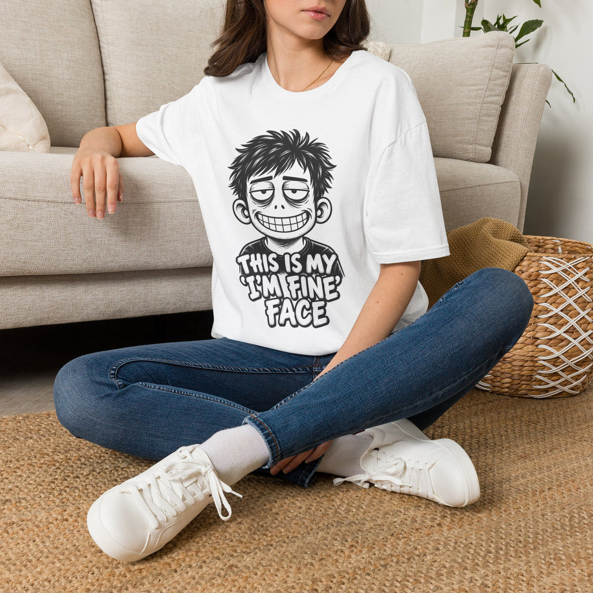 Funny Dark Humor Shirt This Is My I'm Fine Face Funny Office Tee Unique Gift