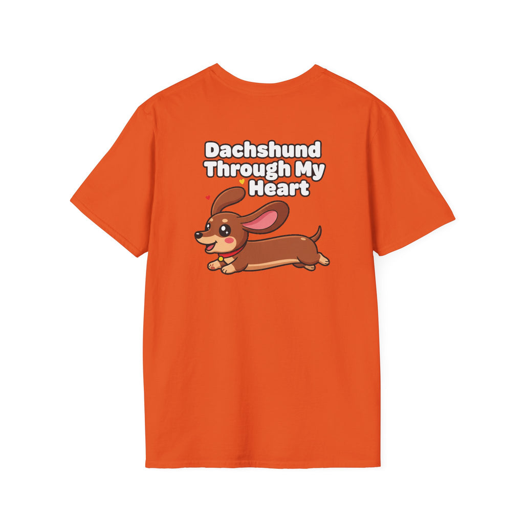 Cute Dachshund Shirt Dachshund Through My Heart Funny Dog Lover Unisex Softstyle Tee Gift