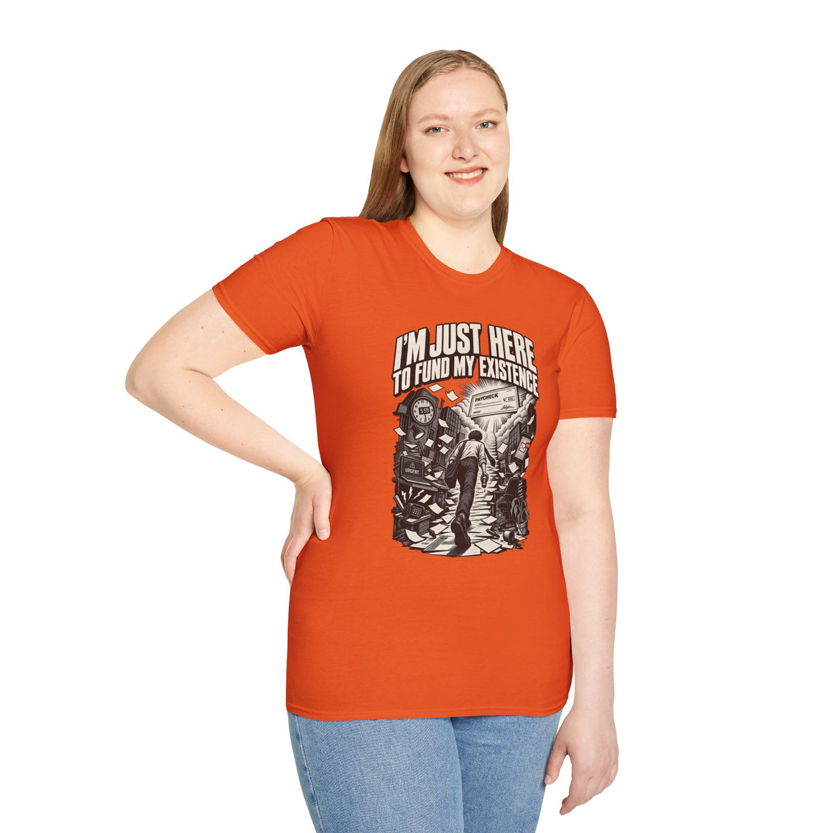Funny Dark Humor Tshirt — Funny Office Tshirt Dark Humor Graphic Tee Unique Coworker Gift I'M JUST HERE TO FUND MY EXISTENCE Shirt