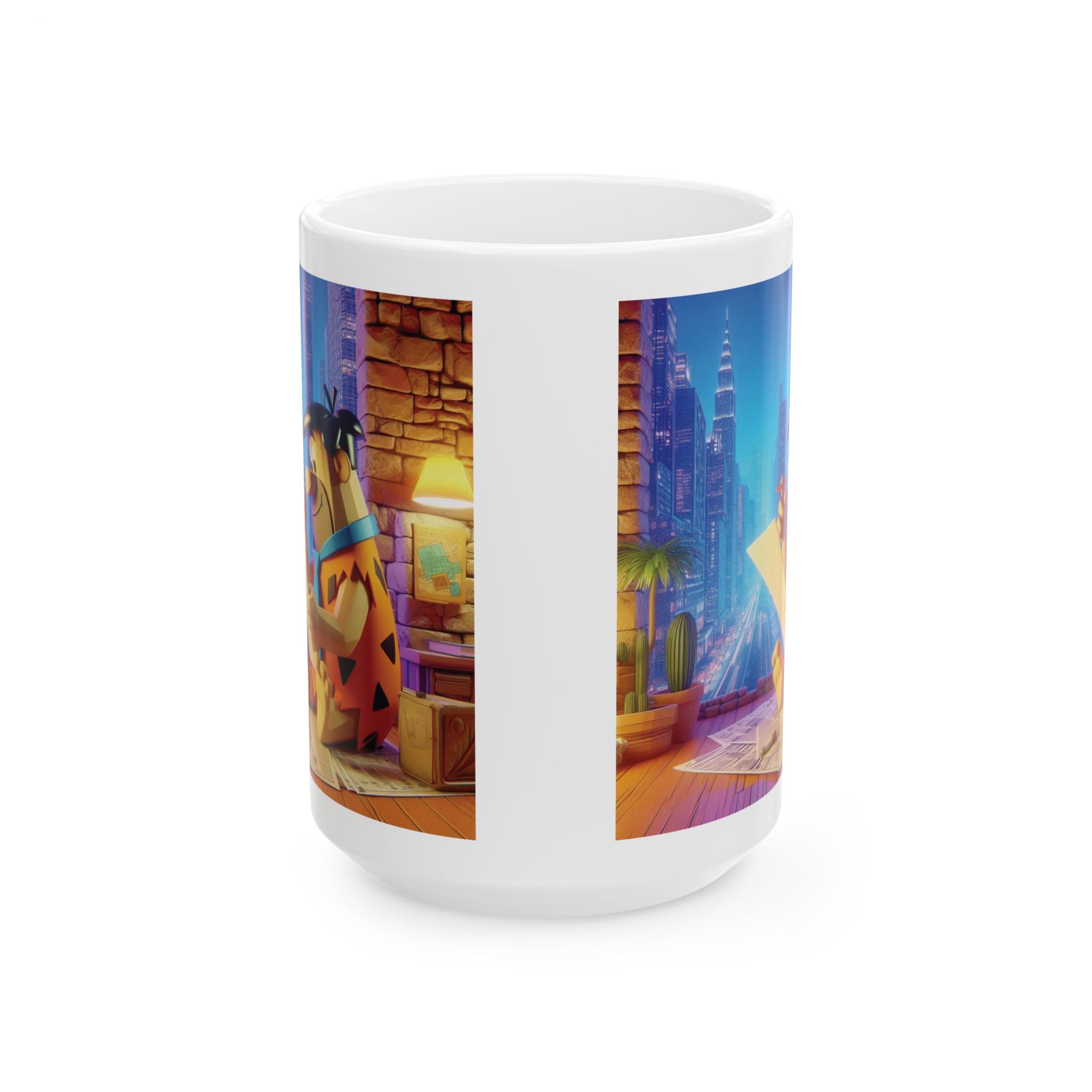 3D Fred Flintstone Mug in Tech Era in New York Ceramic Mug Coffee Cup Gift Kids 11oz