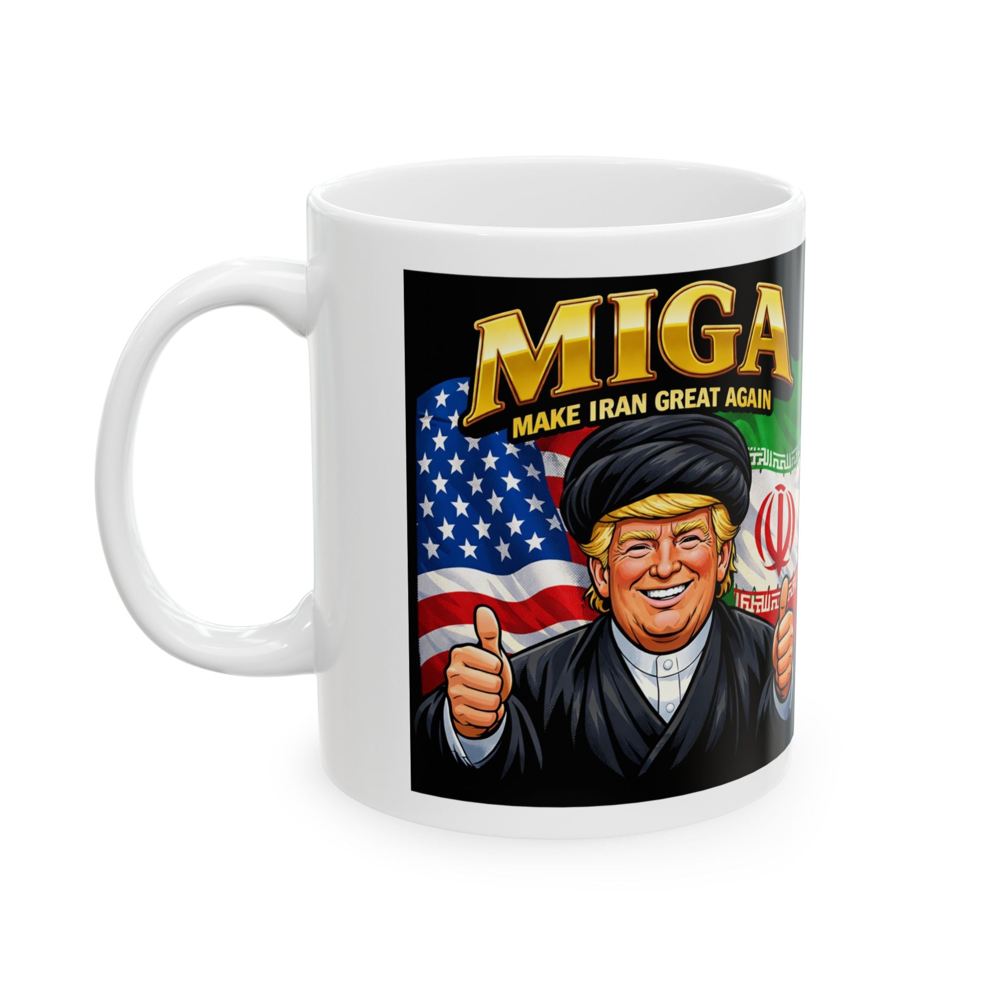 Funny Trump Iranian Flag Mug Make Iran Great Again MIGA Ceramic Mug Coffee Cup