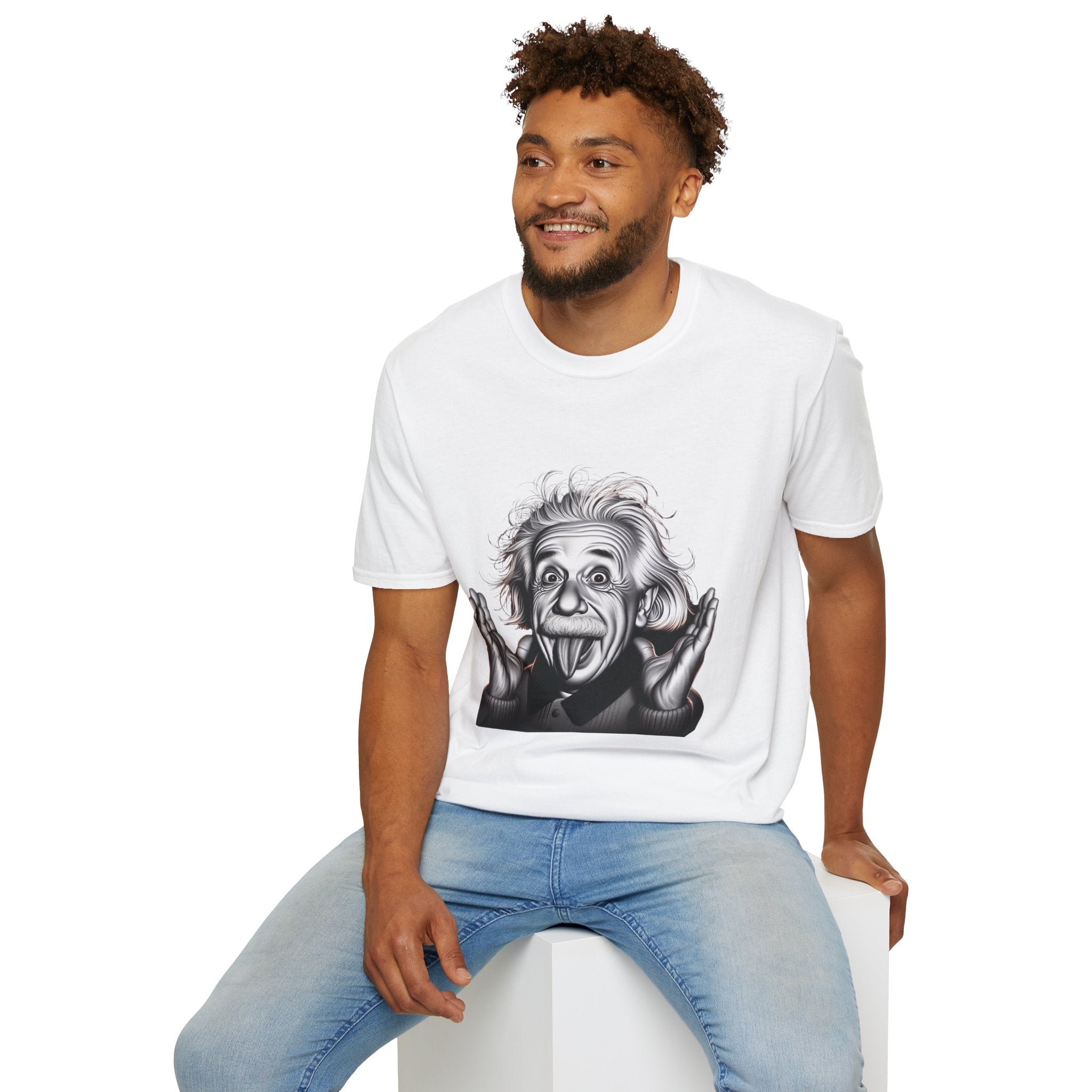 Funny Albert Einstein Print T-Shirt Unisex Softstyle T-Shirt Cotton Unique Gift