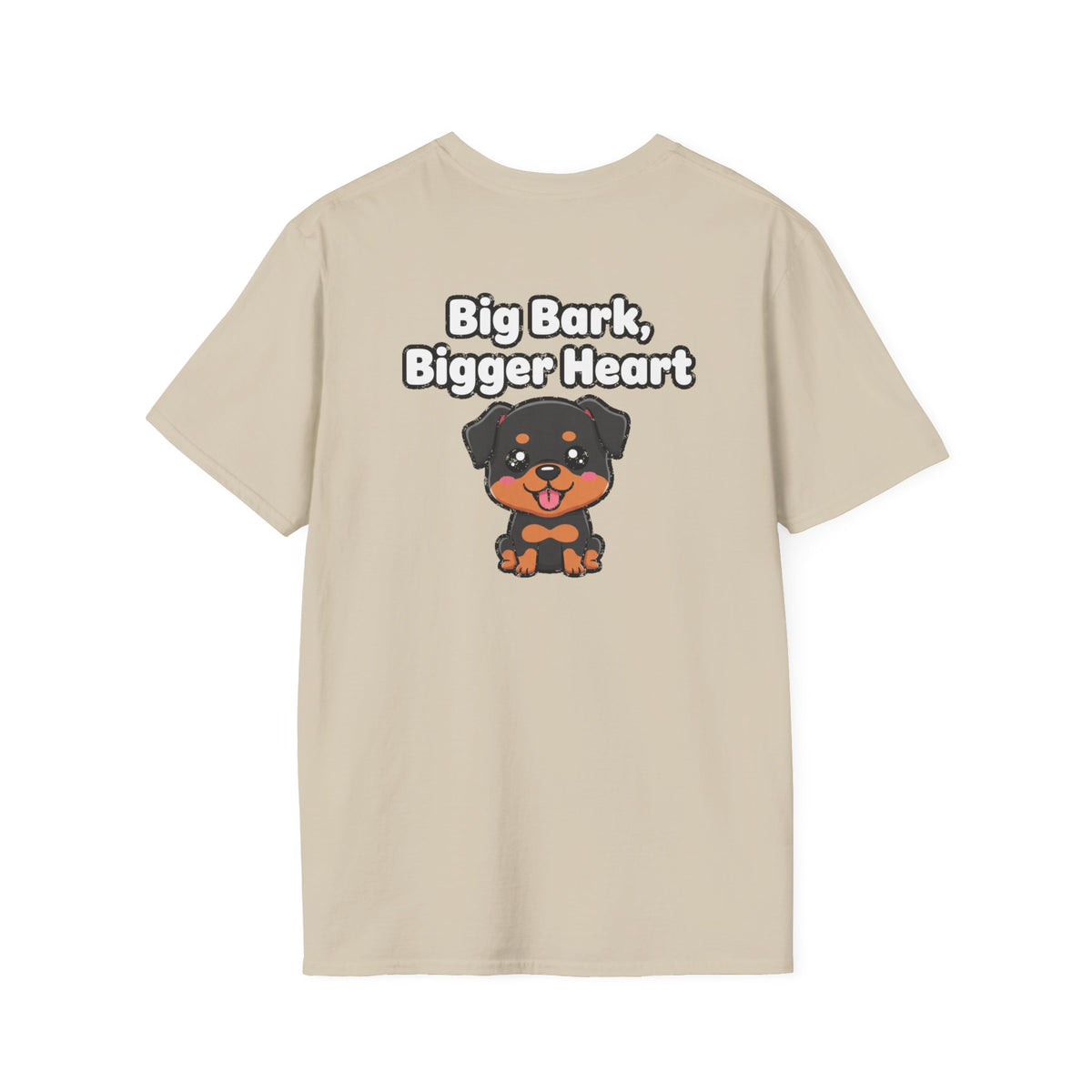 Cute Rottweiler Shirt Big Bark, Bigger Heart Funny Dog Lover Unisex Softstyle Tee Gift
