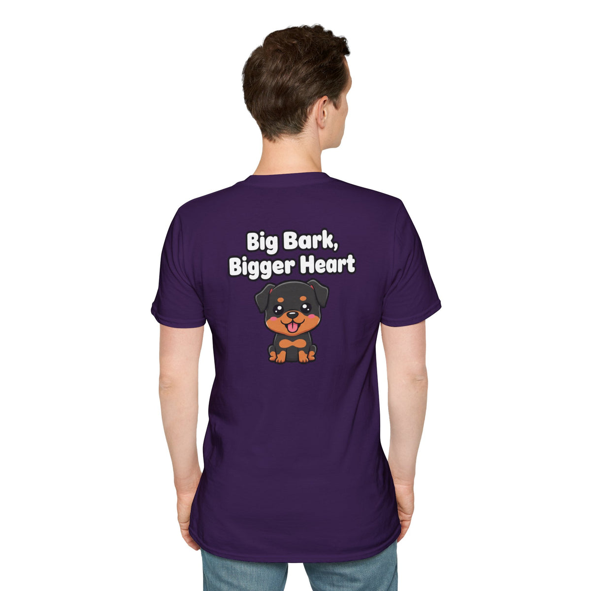 Cute Rottweiler Shirt Big Bark, Bigger Heart Funny Dog Lover Unisex Softstyle Tee Gift