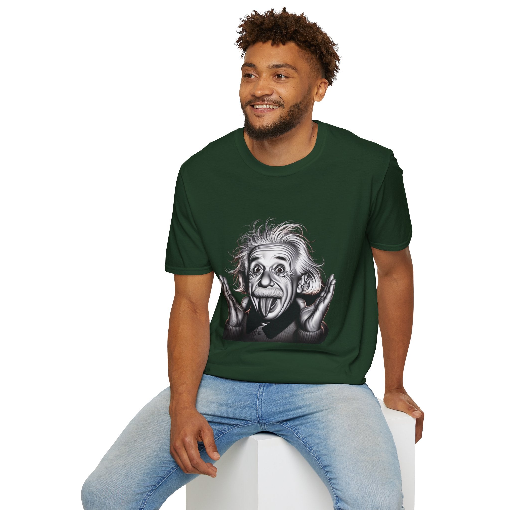 Funny Albert Einstein Print T-Shirt Unisex Softstyle T-Shirt Cotton Unique Gift