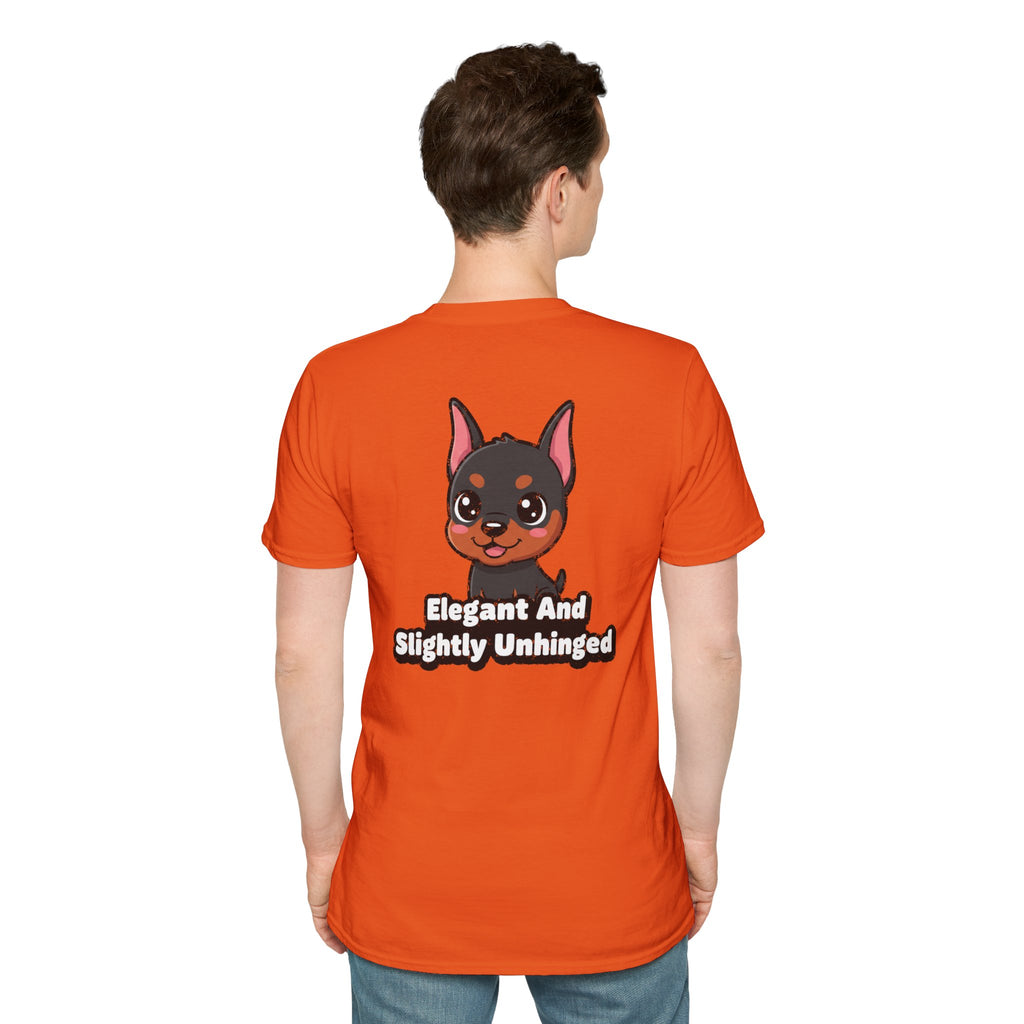 Cute Doberman Shirt Elegant And Slightly Unhinged Funny Dog Lover Unisex Softstyle Tee Gift