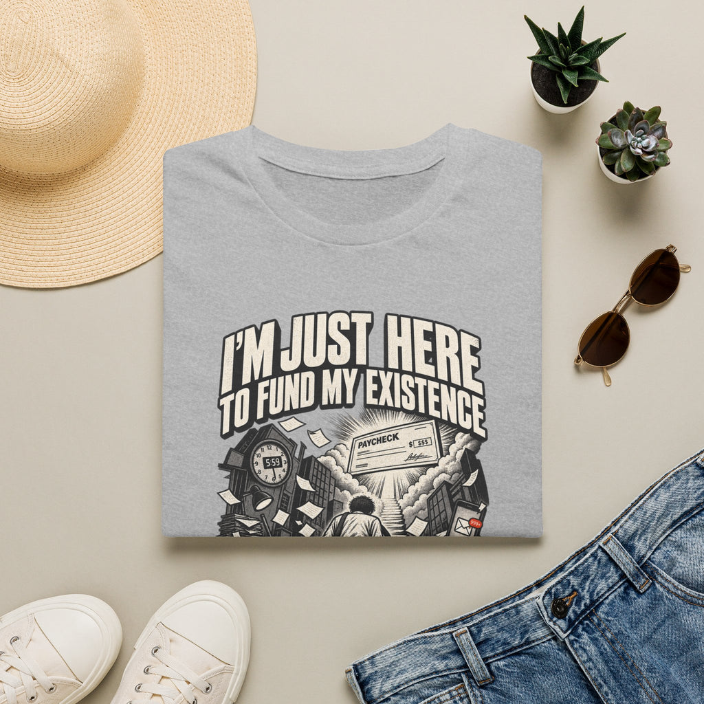 Funny Dark Humor Tshirt — Funny Office Tshirt Dark Humor Graphic Tee Unique Coworker Gift I'M JUST HERE TO FUND MY EXISTENCE Shirt