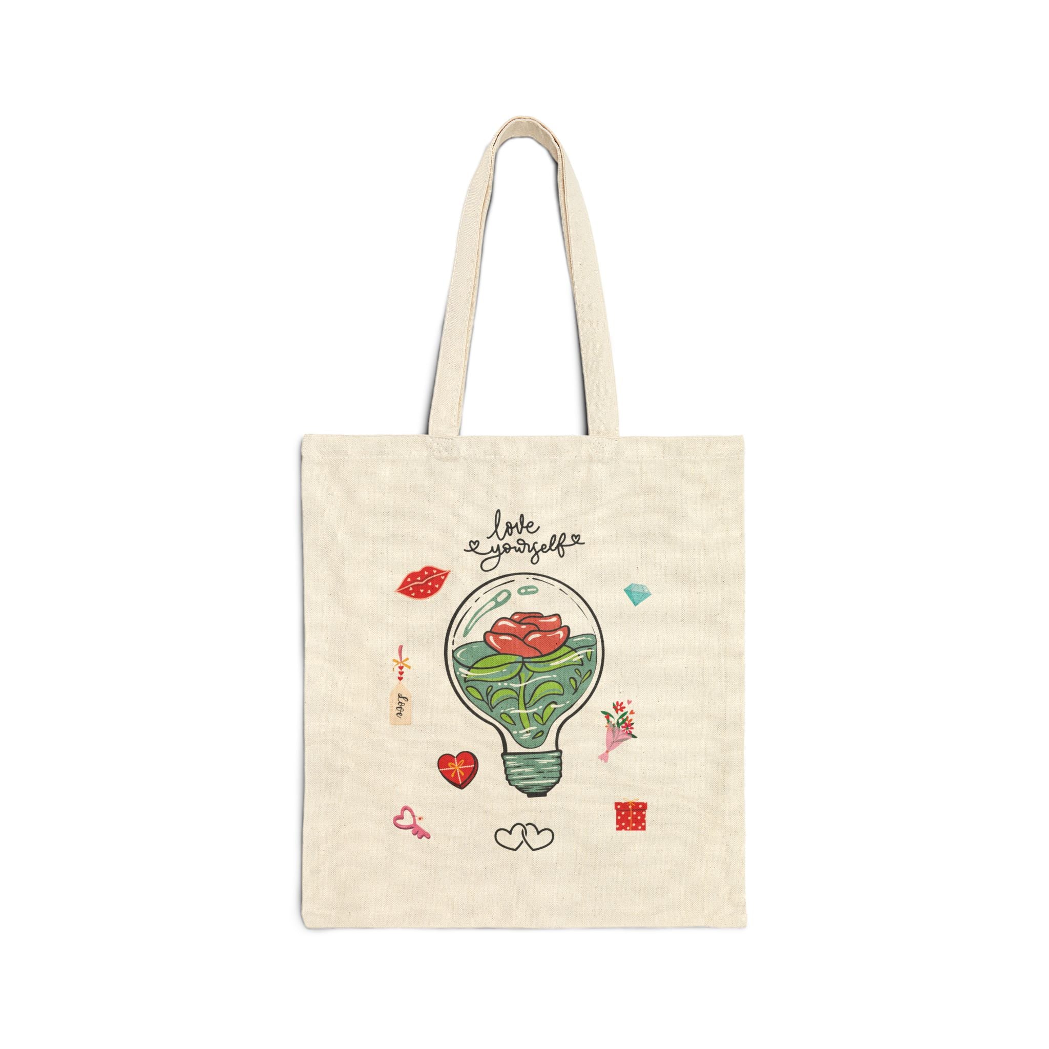 Love Flower Cotton Canvas Shopping Tote Bag Lady School Recycle Handbag Fashion