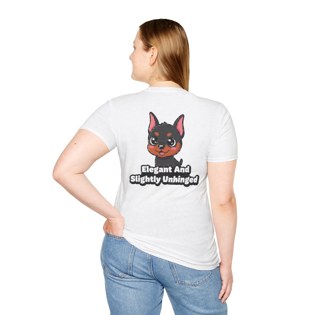 Cute Doberman Shirt Elegant And Slightly Unhinged Funny Dog Lover Unisex Softstyle Tee Gift