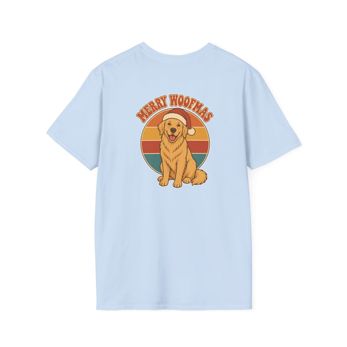 Retro Christmas Dog T-Shirt Merry Woofmas Vintage Dog Lover Shirt Unisex Softstyle Tee Christmas Gift