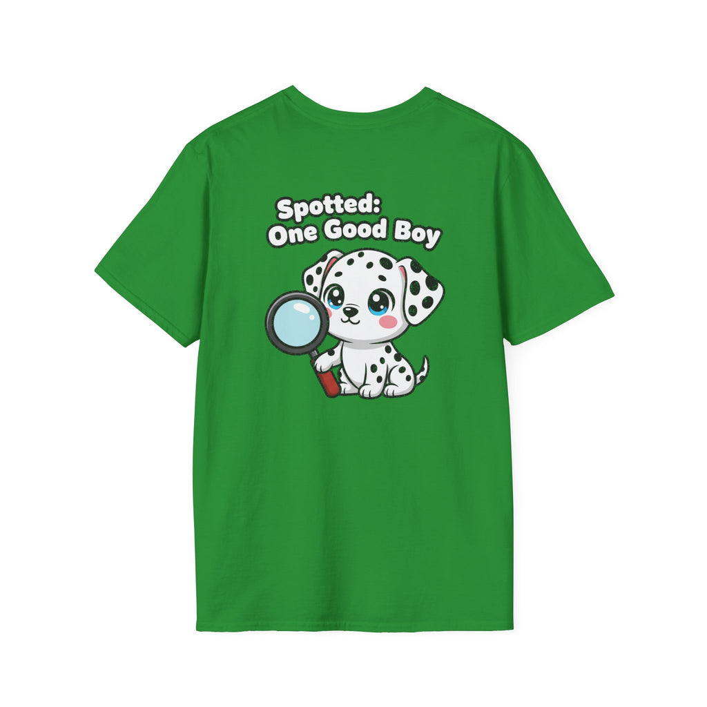 Cute Dalmatian Shirt Spotted: One Good Boy Funny Dog Lover Unisex Softstyle Tee Gift