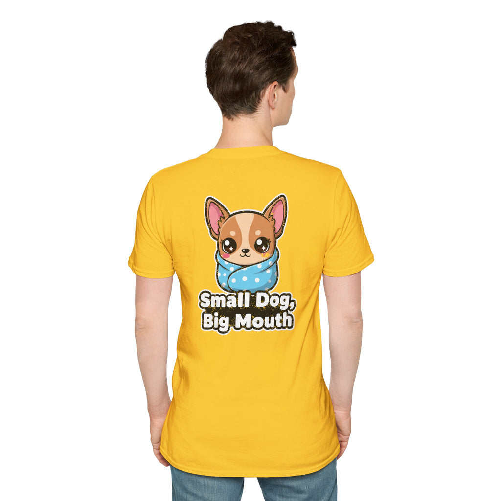 Cute Chihuahua Shirt Small Dog, Big Mouth Funny Dog Lover Unisex Softstyle Tee Gift