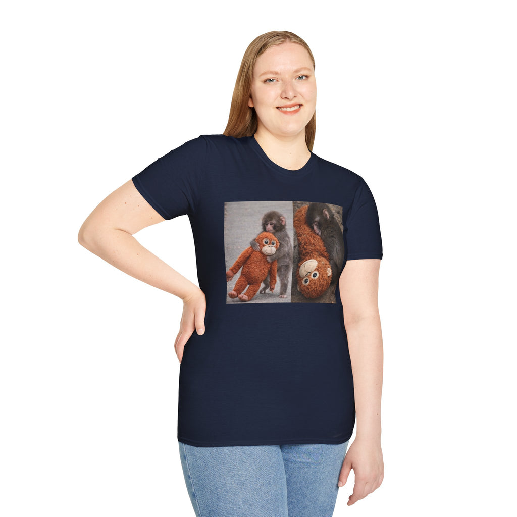 Funny Punch Monkey Viral Animal Tshirt Cute Trendy Unisex Softstyle T-Shirt Gift