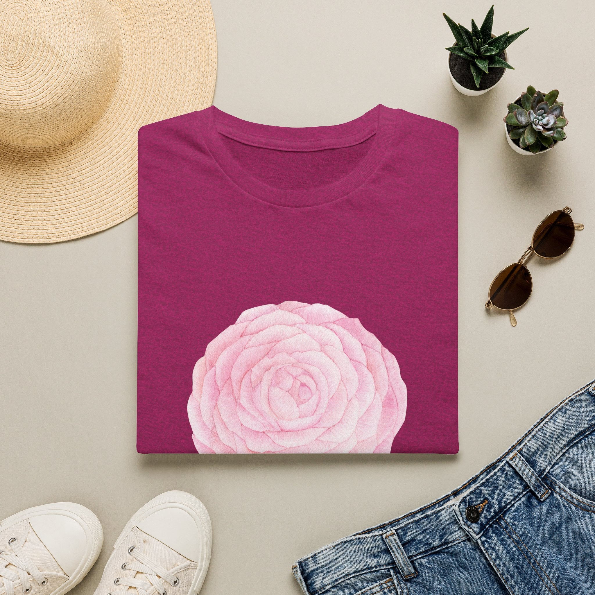Tsubaki Japanese Camellia Unisex Softstyle T-Shirt Gift Cotton Japan Art Flower