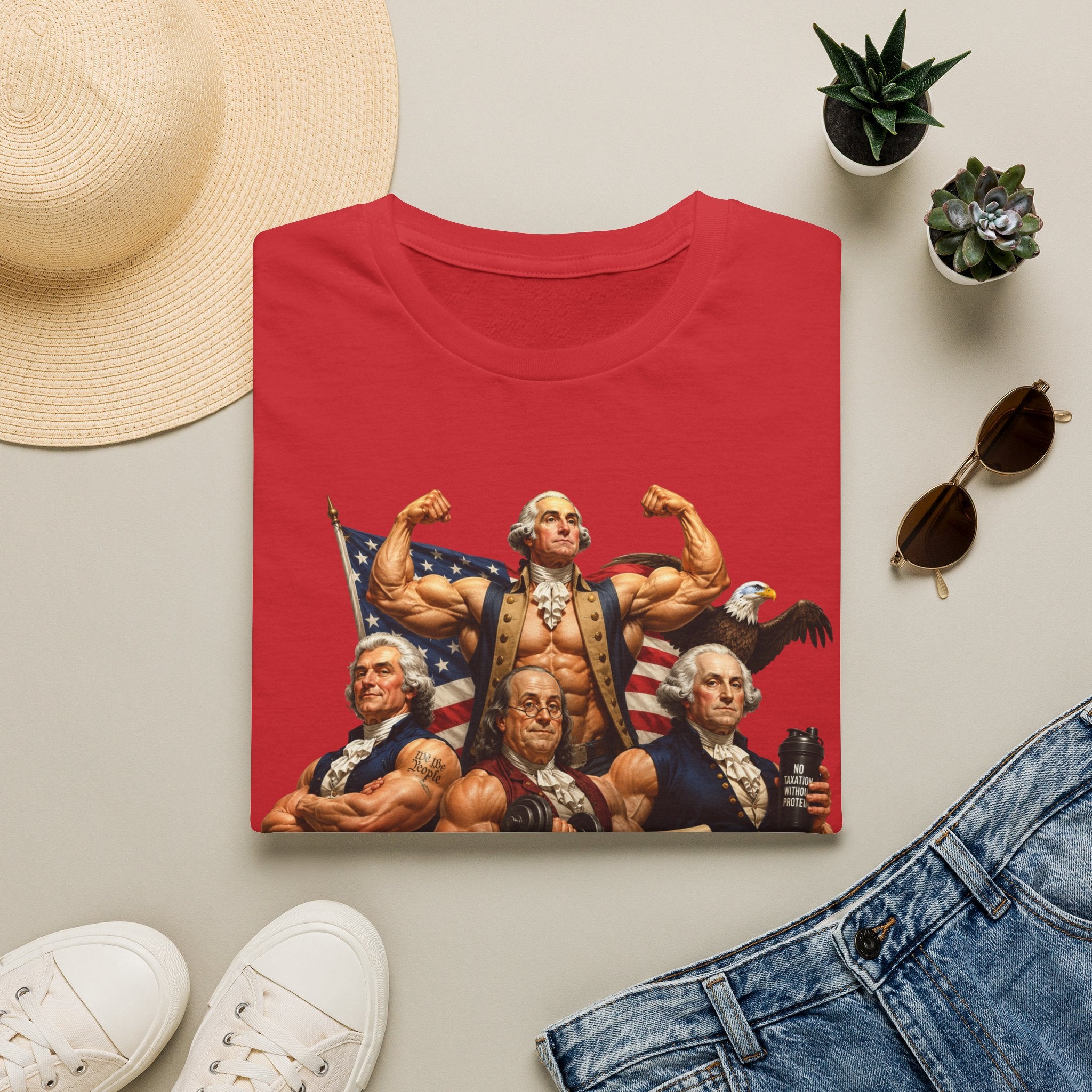 Funny USA Unisex Softstyle T-Shirt Giant Declaration Receipt Funny Patriotic T-Shirt United States of America Benjamin Franklin George Washington Tshirt