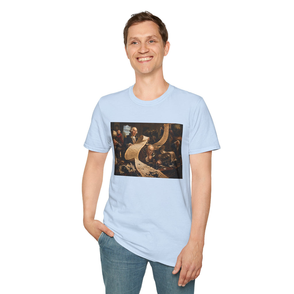 Funny USA Unisex Softstyle T-Shirt Giant Declaration Team Funny Patriotic T-Shirt United States of America Benjamin Franklin George Washington Tshirts