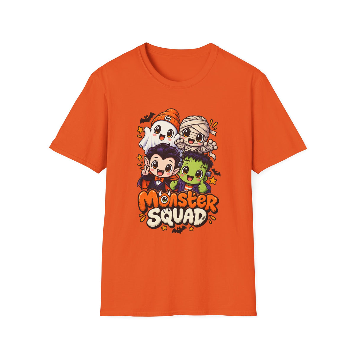 Funny Monster Squad Shirt | Cute Kawaii Halloween Tee | Ghost Mummy Vampire Frankenstein Graphic T-Shirt