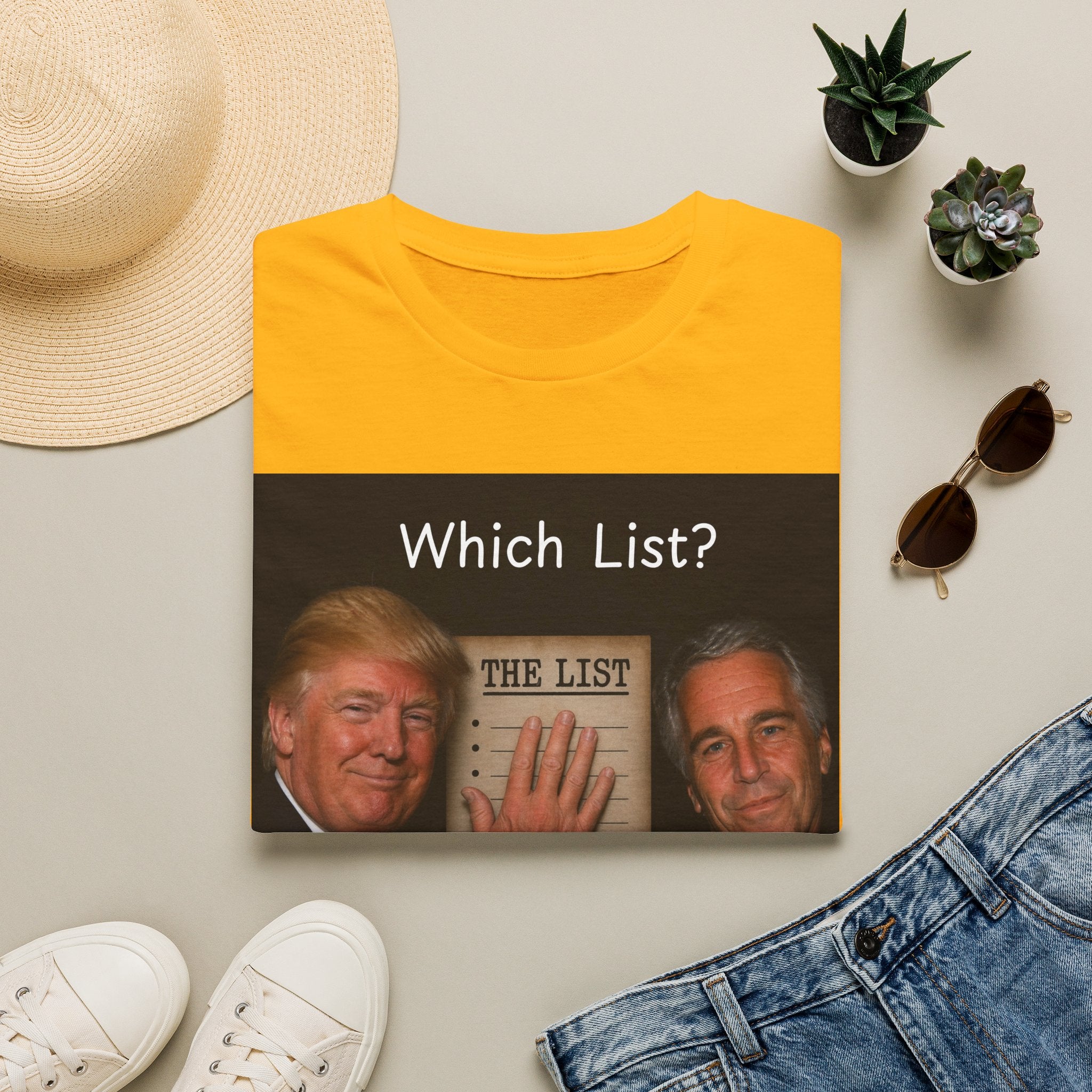 Funny Trump Epstein T-shirt Unique Unisex Conspiracy Theory What List Tshirt