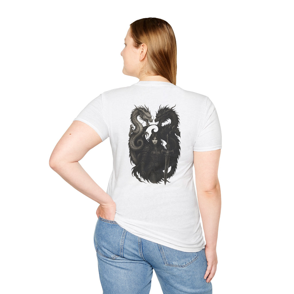 Dragon T-shirt Men Women Graphic Tee Clothing Apparel Symbol Ying Yang In Back
