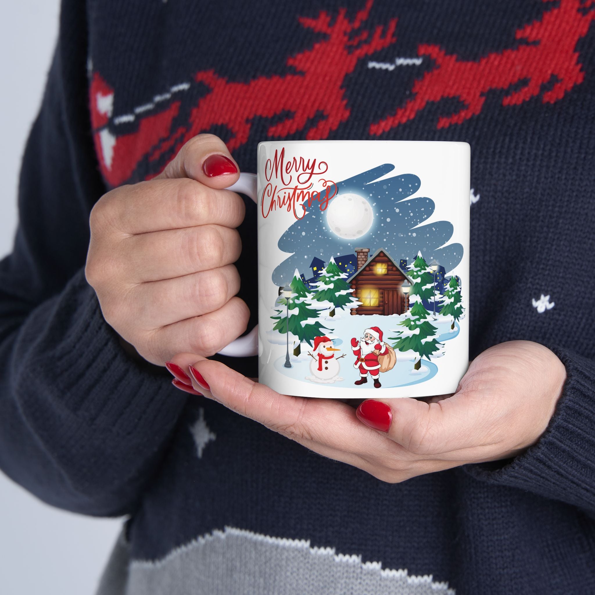 Christmas Mug Funny Santa Claus Mug Unique Cute Coffee Cup Snowman Mug Gift Kids 11oz