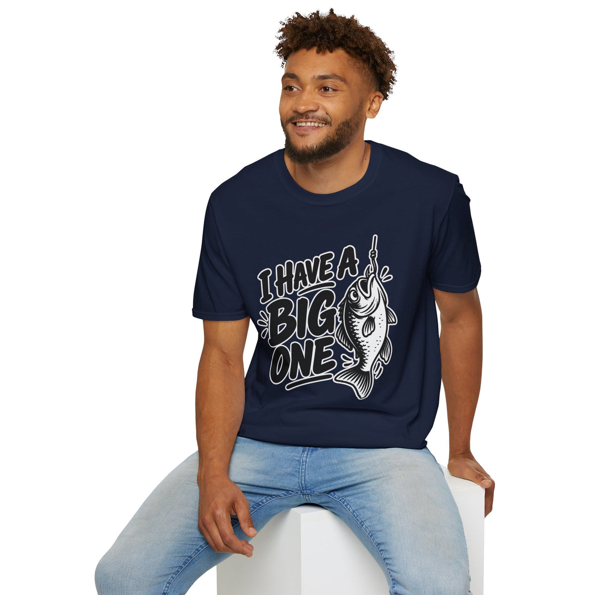 Funny Fishing Shirt I Have a Big One Novelty Unique Gift Tshirt Unisex Softstyle Graphic Tee