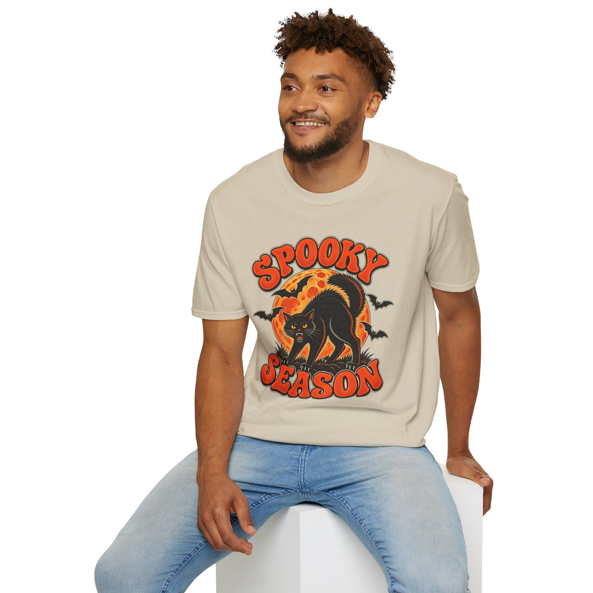 Retro Black Cat Halloween Shirt | Vintage Spooky Season Graphic Tee | Womens Halloween T-Shirt