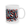 Calligraphy USA Flag Mug America Tea Coffee Cup Ceramic Mug Unique Gift 11oz New
