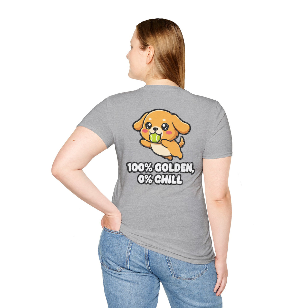Cute Golden Retriever Shirt 100% Golden, 0% Chill Funny Dog Lover Unisex Softstyle Tee Gift