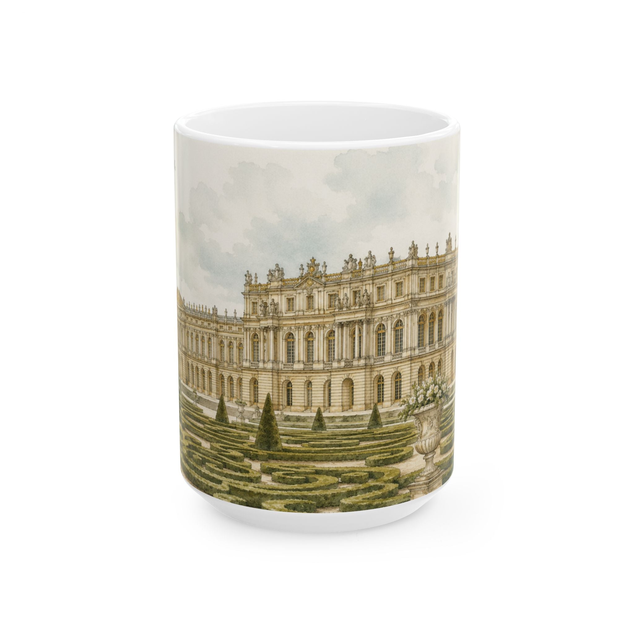 Palace of Versailles Mug Elegant Watercolor French Garden Coffee Cup Gift Ceramic Travel Mug