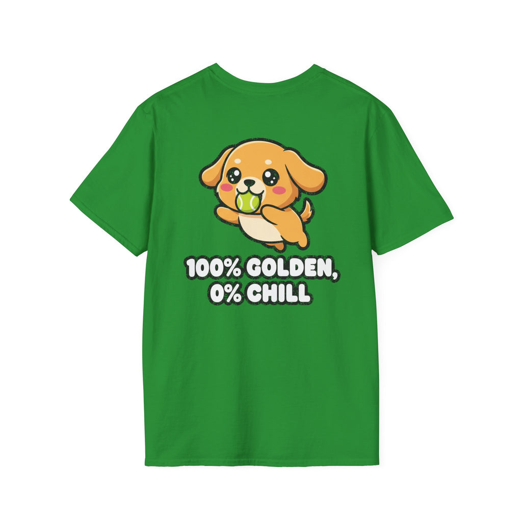 Cute Golden Retriever Shirt 100% Golden, 0% Chill Funny Dog Lover Unisex Softstyle Tee Gift