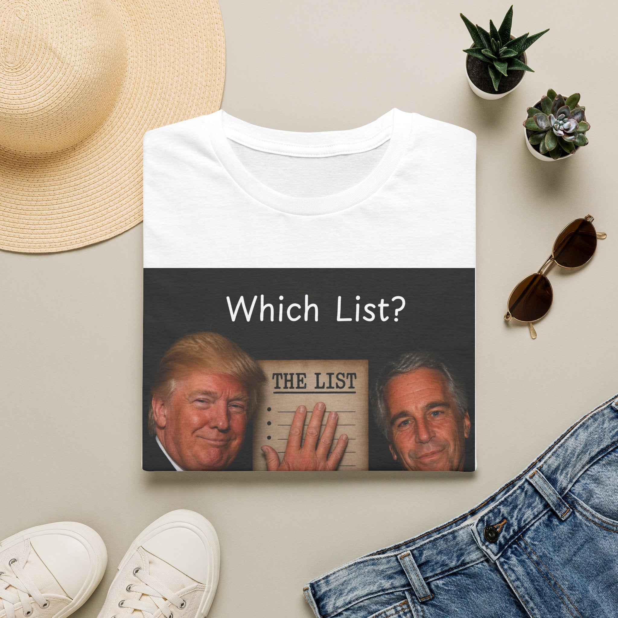 Funny Trump Epstein T-shirt Unique Unisex Conspiracy Theory What List Tshirt