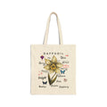 Floral Tote Bag Cute Botanical Print Stylish Fashion Cotton Daffodil Canvas Bag Best Gift