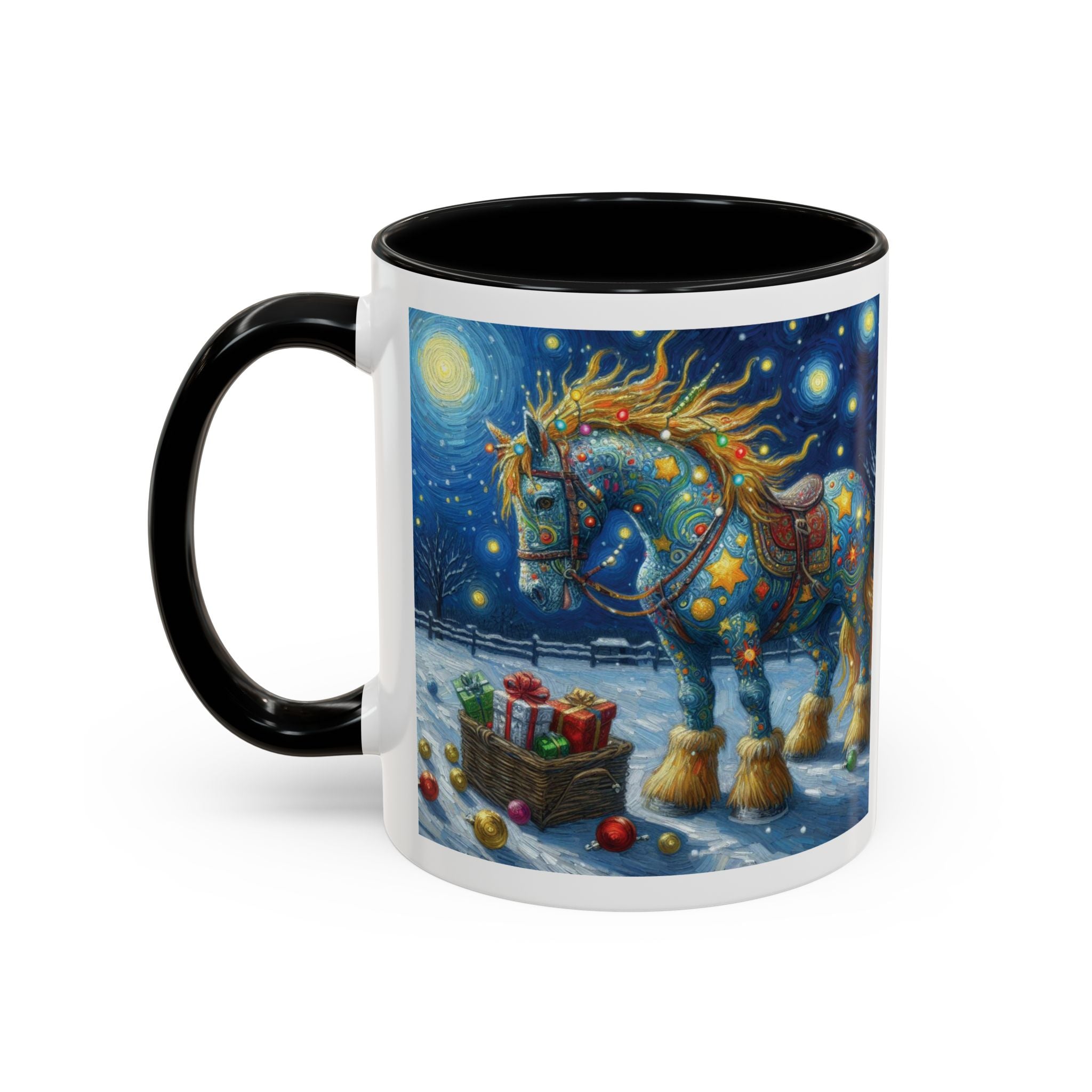 Christmas Mug Horse Mug Van Gogh Art Funny Coffee Tea Ceramic Mug Santa Gift Cup