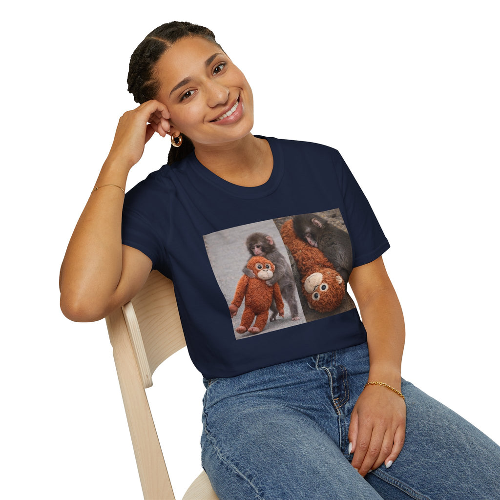 Funny Punch Monkey Viral Animal Tshirt Cute Trendy Unisex Softstyle T-Shirt Gift