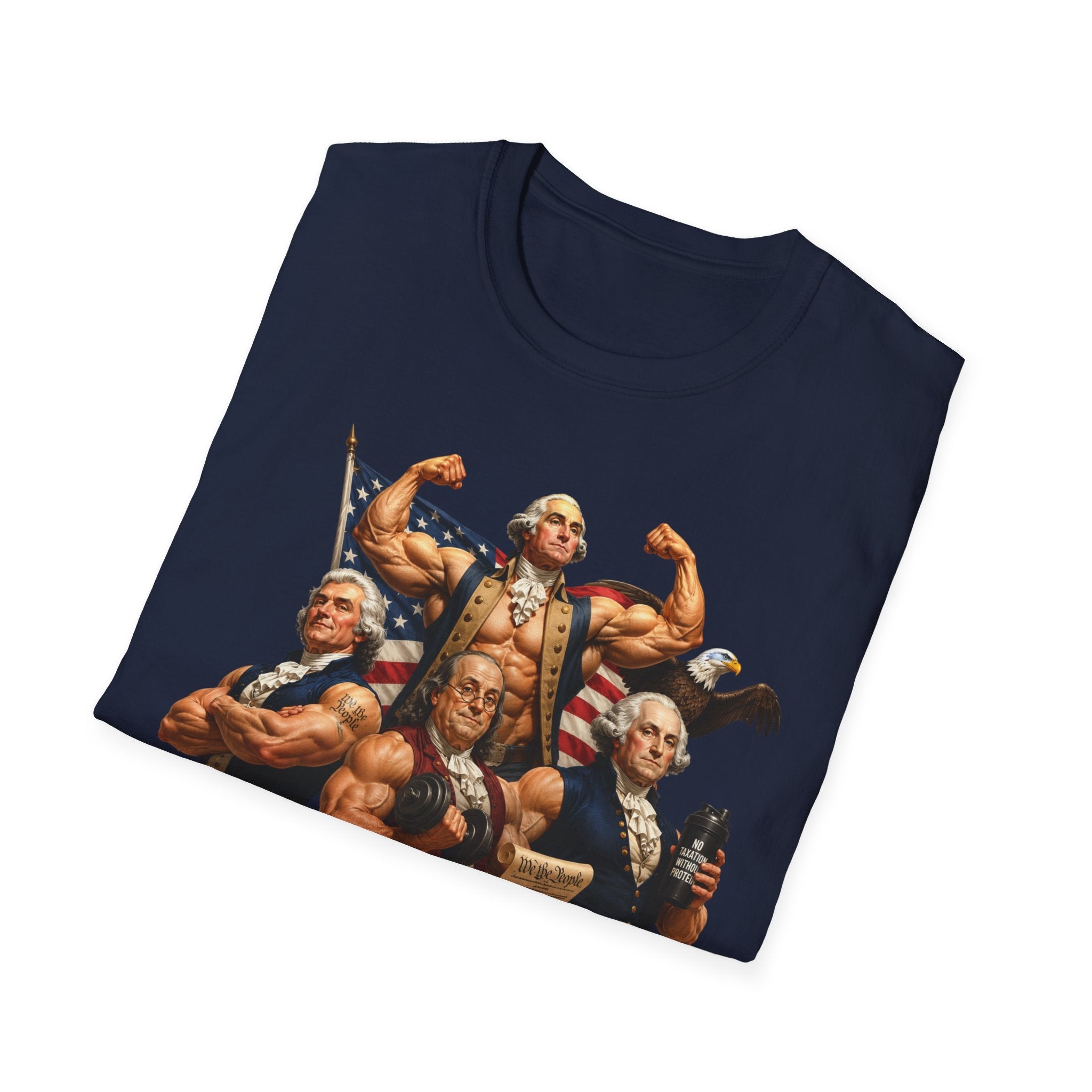 Funny USA Unisex Softstyle T-Shirt Giant Declaration Receipt Funny Patriotic T-Shirt United States of America Benjamin Franklin George Washington Tshirt