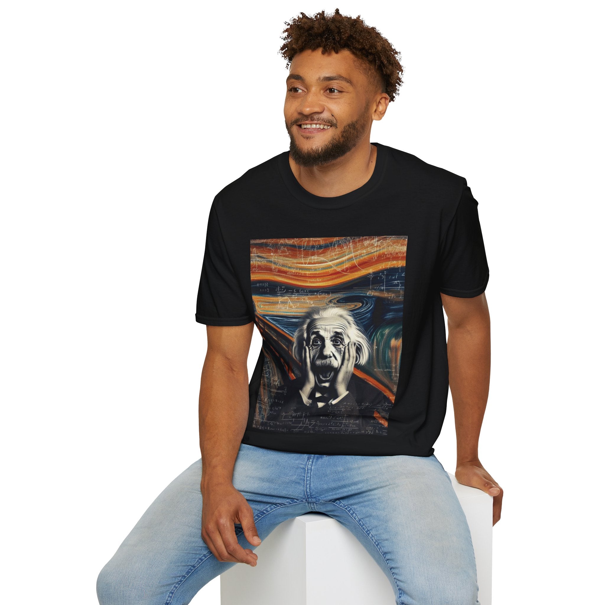 Funny Einstein Unisex Softstyle T-Shirt Edvard Munch Scream Cotton Gift Men Lady