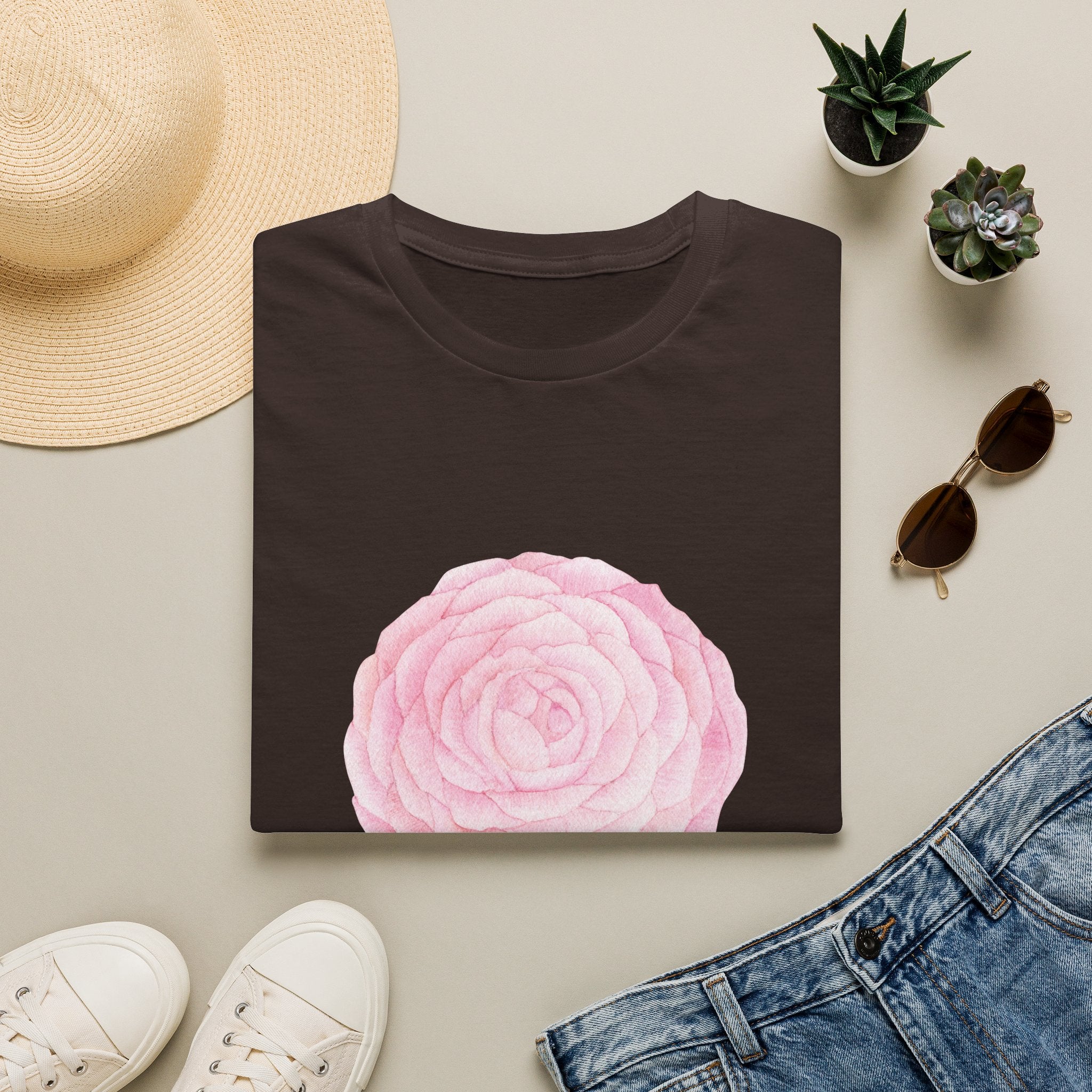 Tsubaki Japanese Camellia Unisex Softstyle T-Shirt Gift Cotton Japan Art Flower