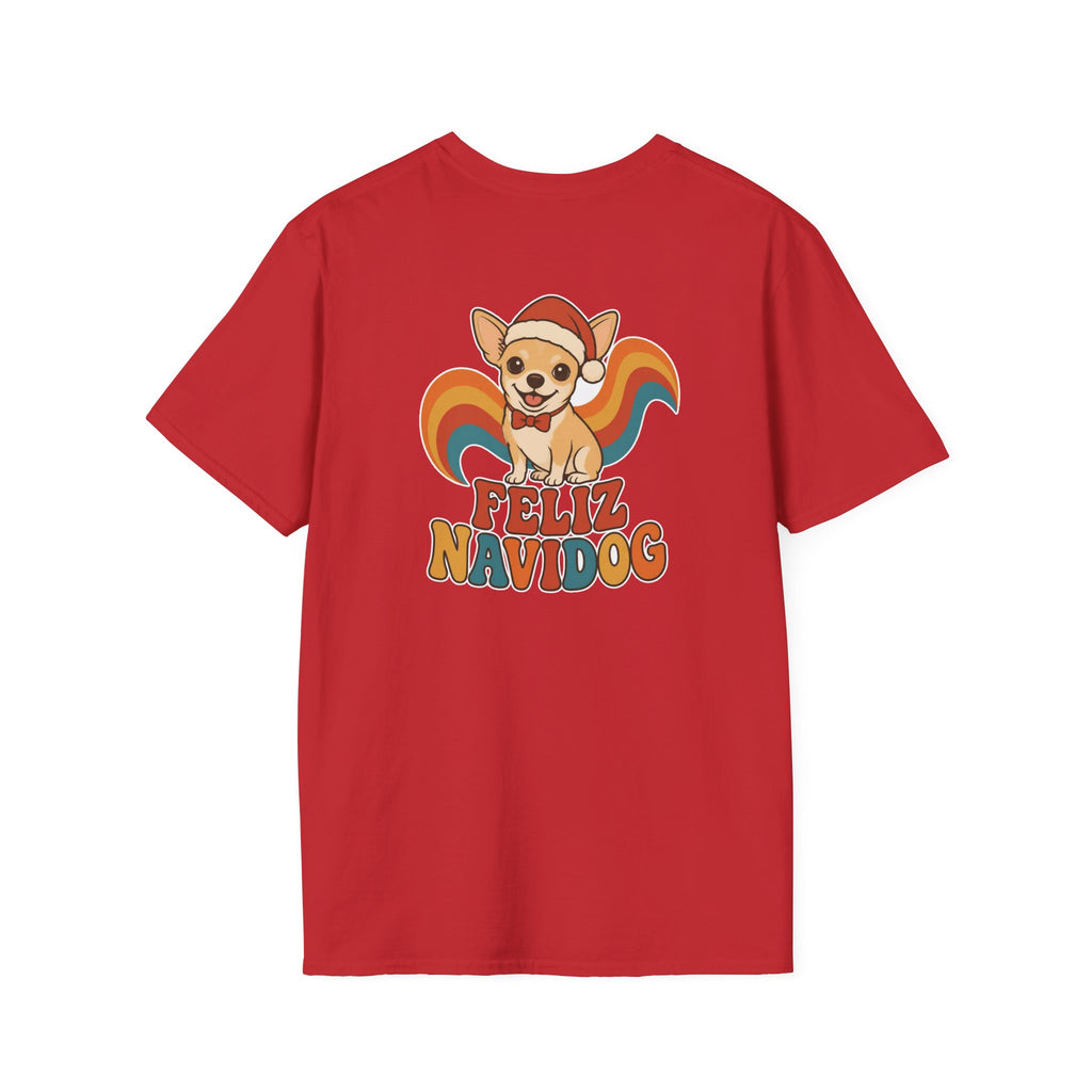 Retro Christmas Dog T-Shirt Feliz Navidog Vintage Dog Lover Shirt Unisex Softstyle Tee Christmas Gift