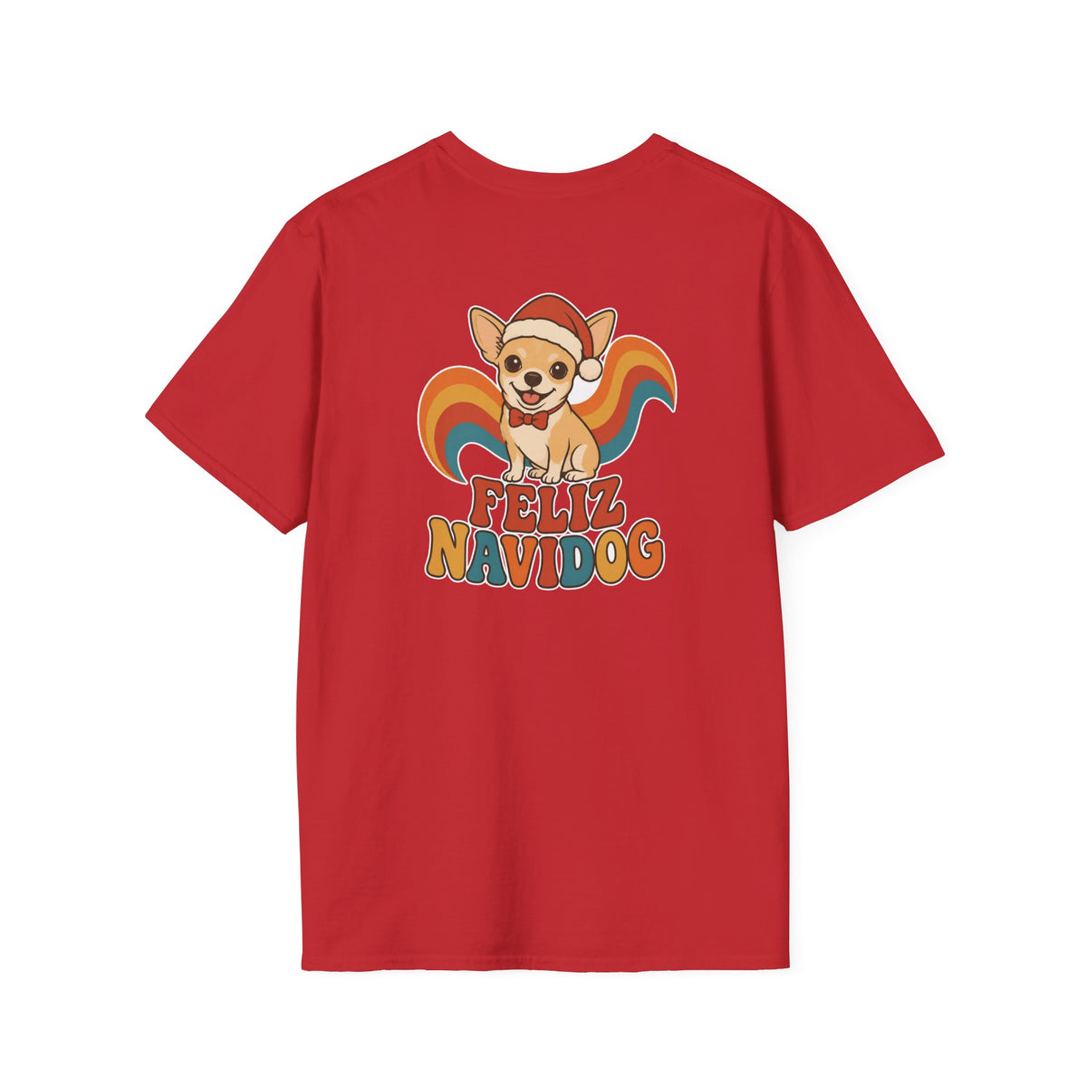 Retro Christmas Dog T-Shirt Feliz Navidog Vintage Dog Lover Shirt Unisex Softstyle Tee Christmas Gift