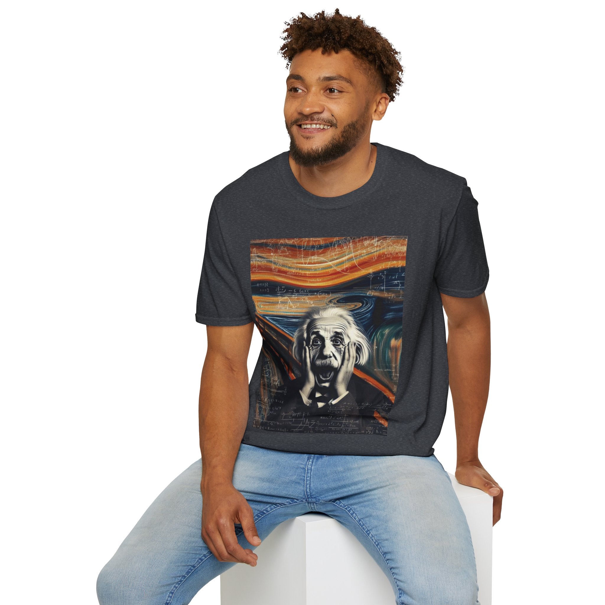 Funny Einstein Unisex Softstyle T-Shirt Edvard Munch Scream Cotton Gift Men Lady