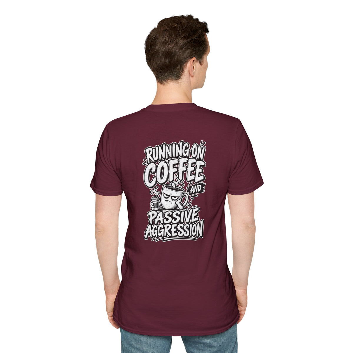 Funny Dark Humor Tshirt Running on Coffee and Passive Aggression Funny Office Tee Gift