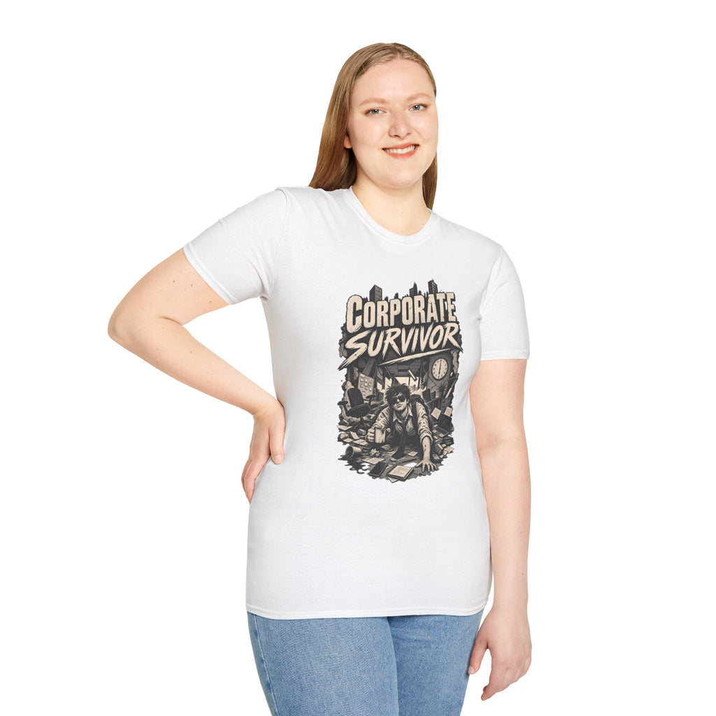 Funny Dark Humor Tshirt — Funny Office Tshirt Dark Humor Graphic Tee Unique Coworker Gift CORPORATE SURVIVOR Shirt