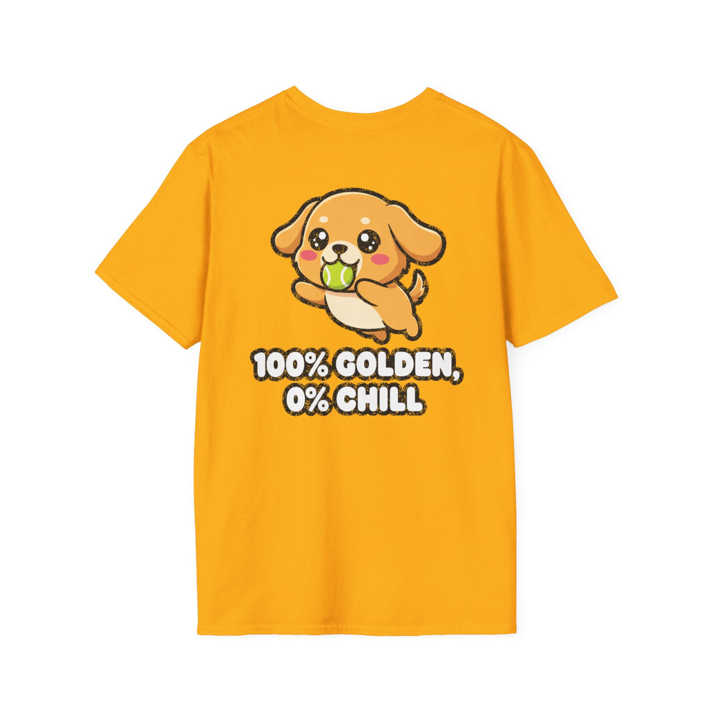 Cute Golden Retriever Shirt 100% Golden, 0% Chill Funny Dog Lover Unisex Softstyle Tee Gift