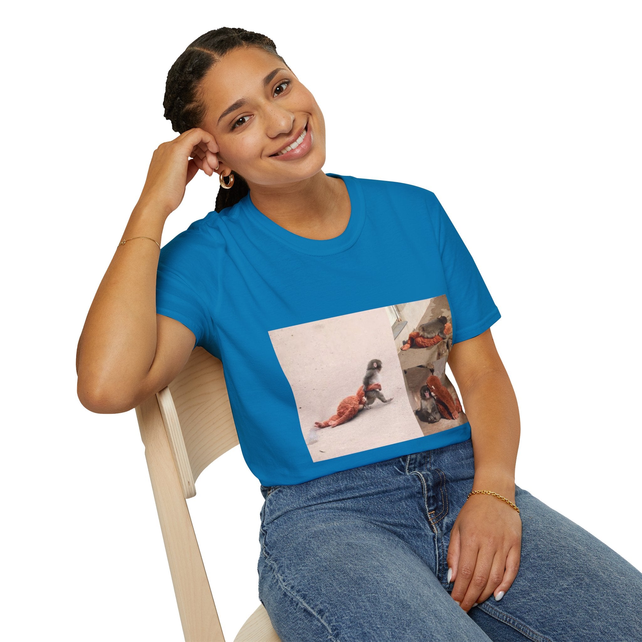 Funny Punch Monkey Viral Animal Tshirt Cute Trendy Unisex Softstyle T-Shirt Gift
