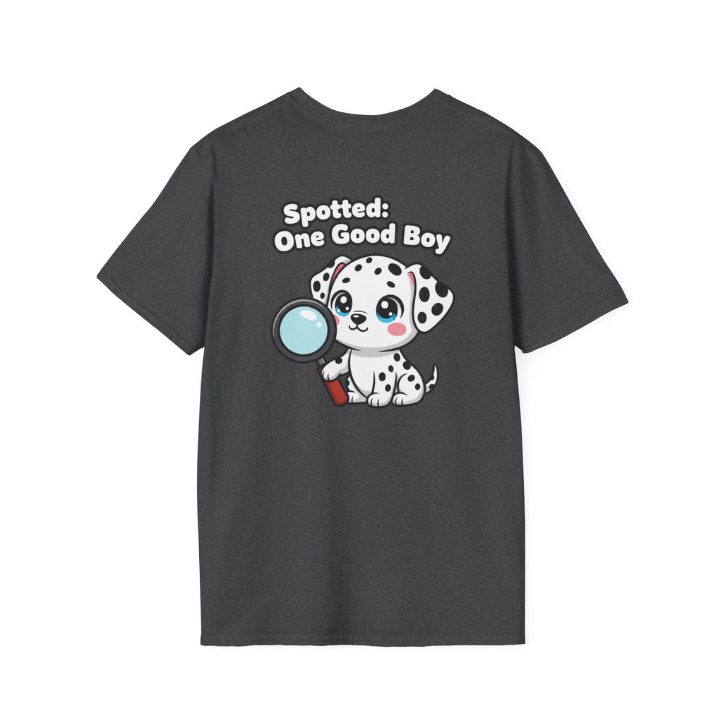 Cute Dalmatian Shirt Spotted: One Good Boy Funny Dog Lover Unisex Softstyle Tee Gift