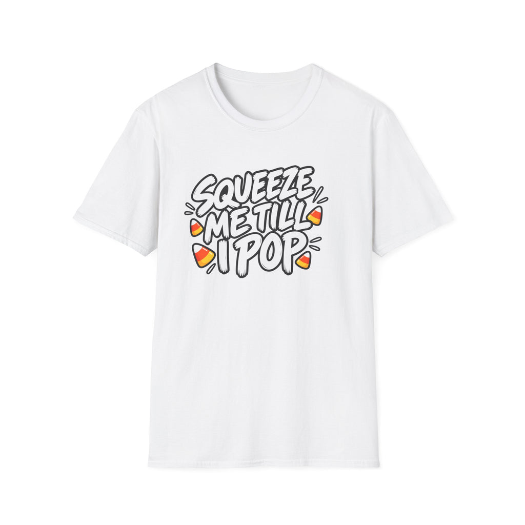 Funny Halloween Shirt Squeeze Me Till I Pop Candy Corn Novelty Tee Graphic T-Shirt